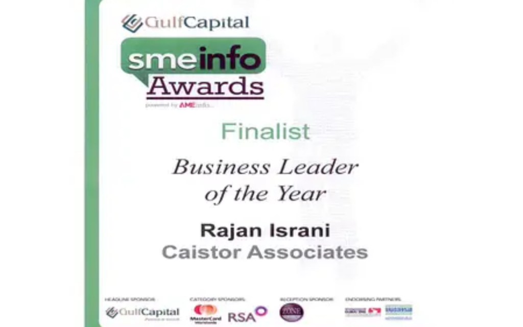 SMEinfo Award-Business Leader of the Year Finalist - Rajan Israni Caistor Associates